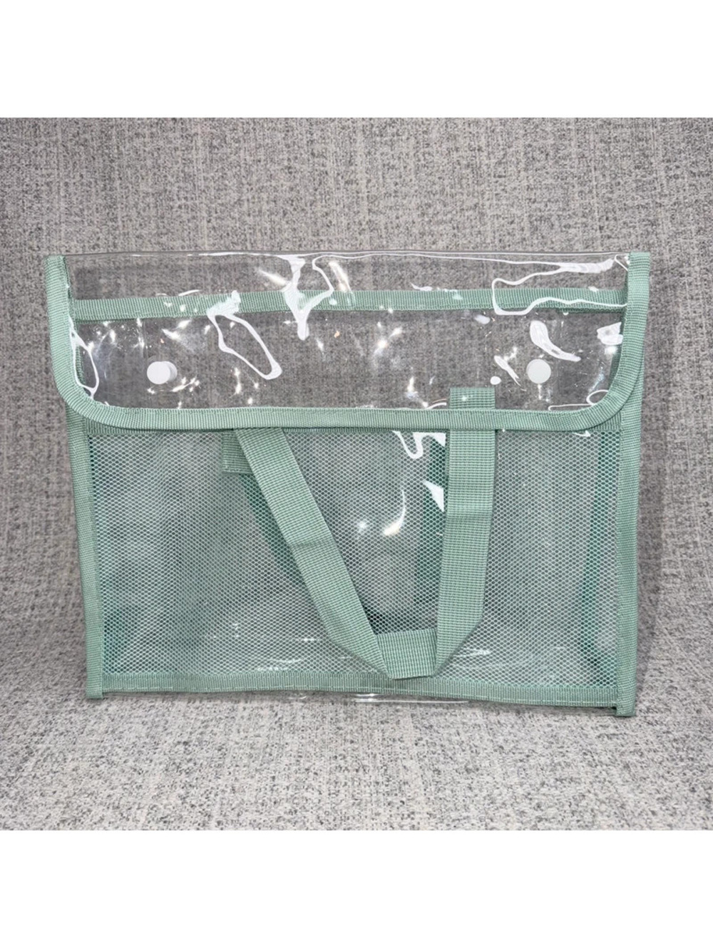 Clear Divided Craft Project Organizer Tote Bag Mint Green 12” Sewing Storage